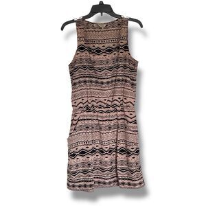 Guess Sleeveless Fit And Flare Dress Pink Aztec Print Med Boho Lightweight